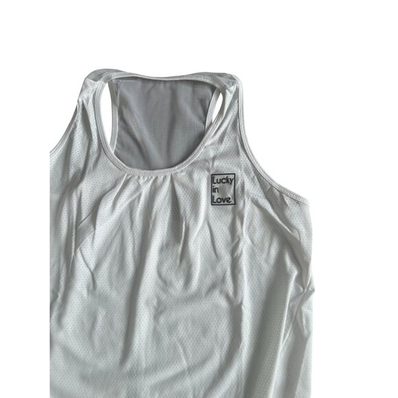LUCKY IN LOVE White Racerback Logo Tank Top Size Medium NEW New with tags - Picture 4 of 5